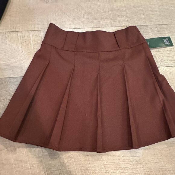 WILD FABLE JUNIOR WOMENS BROWN PLEATED SKIRT NEW XXS - Picture 1 of 9